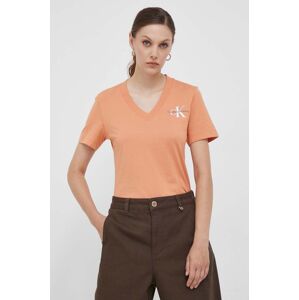 Bavlněné tričko Calvin Klein Jeans oranžová barva