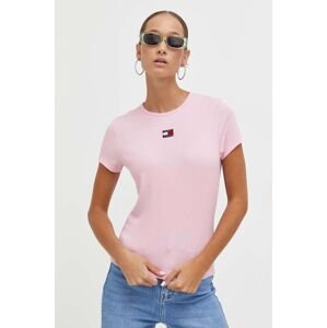 Tričko Tommy Jeans růžová barva