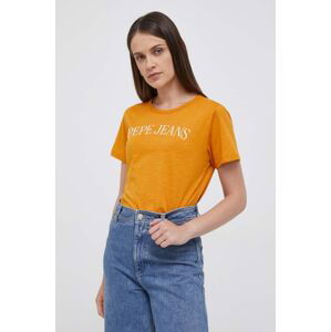 Bavlněné tričko Pepe Jeans oranžová barva