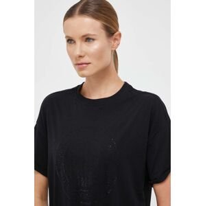 Bavlněné tričko Dkny černá barva