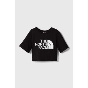 Dětské bavlněné tričko The North Face G S/S CROP EASY TEE černá barva