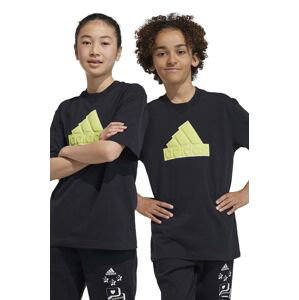 Dětské bavlněné tričko adidas černá barva, s aplikací