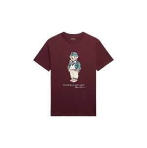 Dětské bavlněné tričko Polo Ralph Lauren vínová barva, s potiskem