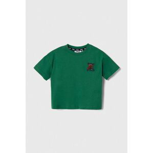 Dětské bavlněné tričko Fila TAUFKIRCHEN zelená barva, s aplikací