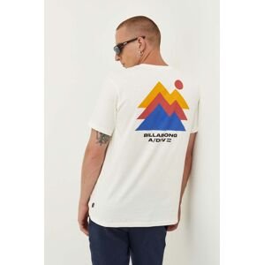 Bavlněné tričko Billabong béžová barva, s potiskem