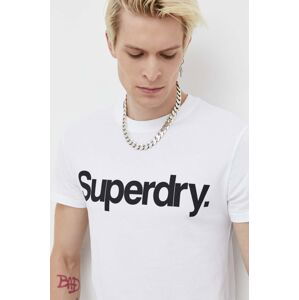 Bavlněné tričko Superdry bílá barva, s potiskem