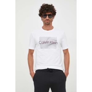 Bavlněné tričko Calvin Klein bílá barva, s potiskem