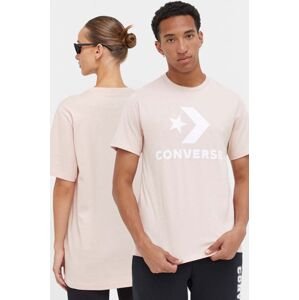Bavlněné tričko Converse růžová barva, s potiskem
