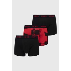 Boxerky HUGO 3-pack pánské, červená barva