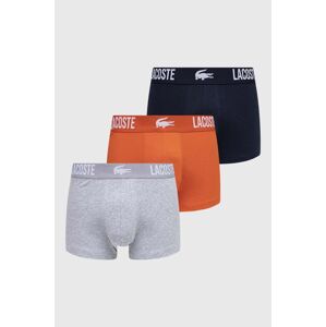 Boxerky Lacoste 3-pack pánské, šedá barva