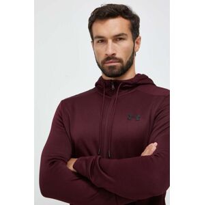 Tepláková mikina Under Armour vínová barva, s kapucí