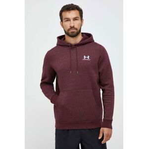 Mikina Under Armour pánská, vínová barva, s kapucí, s potiskem