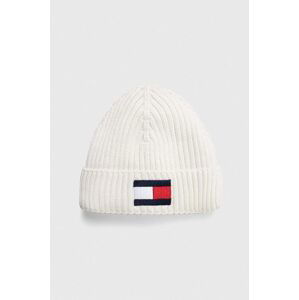 Dětska čepice Tommy Hilfiger bílá barva, z husté pleteniny