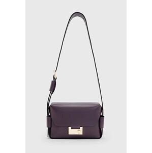 Kožená kabelka AllSaints fialová barva
