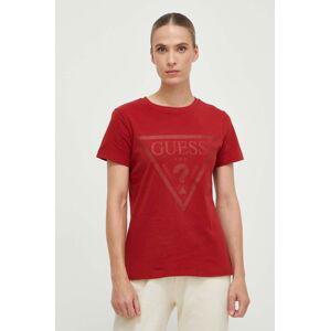 Bavlněné tričko Guess červená barva