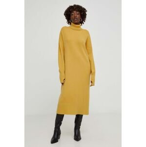 Šaty Answear Lab žlutá barva, midi, oversize