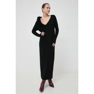 Vlněné šaty Liviana Conti černá barva, maxi
