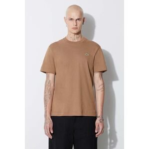 Bavlněné tričko Lacoste hnědá barva, TH1708-HDE