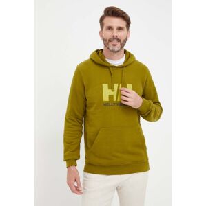 Bavlněná mikina Helly Hansen HH LOGO HOODIE pánská, tmavomodrá barva, s kapucí, s aplikací, 33977