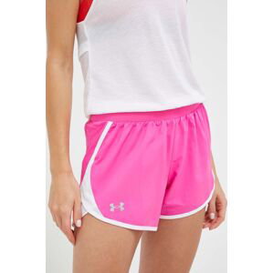 Běžecké šortky Under Armour Fly-By 2.0 růžová barva, medium waist