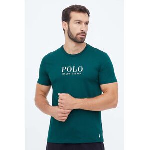 Bavlněné pyžamové tričko Polo Ralph Lauren zelená barva, s potiskem