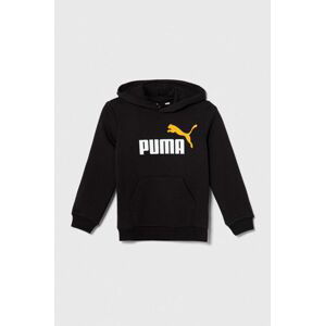 Dětská mikina Puma ESS+ 2 Col Big Logo Hoodie FL B černá barva, s kapucí, s potiskem