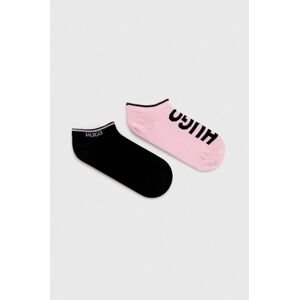 Ponožky HUGO 2-pack dámské, růžová barva