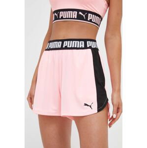 Tréninkové šortky Puma Train All Day růžová barva, hladké, high waist