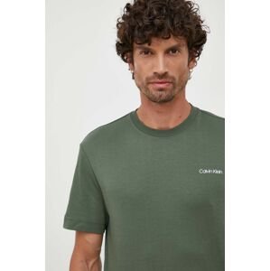 Bavlněné tričko Calvin Klein zelená barva, s potiskem