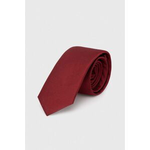 Hedvábná kravata HUGO vínová barva