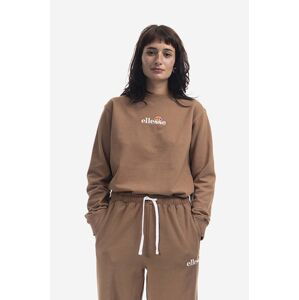 Bavlněná mikina Ellesse Sappan Sweatshirt dámská, hnědá barva, s potiskem, SGM13149-BROWN