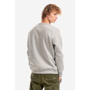 Mikina Alpha Industries Basic Sweater Small Logo pánská, šedá barva, s potiskem, 188307.17