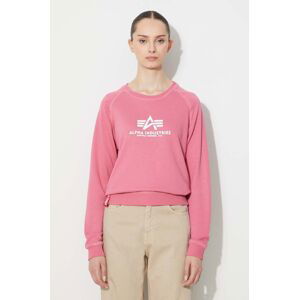 Mikina Alpha Industries New Basic Sweater Wmn pánská, růžová barva, s potiskem, 196031.49-pink