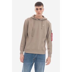 Mikina Alpha Industries X-Fit Hoody pánská, hnědá barva, s kapucí, hladká, 158321.679-brown