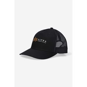 Kšiltovka Alpha Industries Trucker Cap černá barva, s potiskem, 106901.03-black