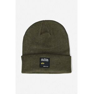 Čepice Alpha Industries Label Beanie zelená barva, 118934.369-green