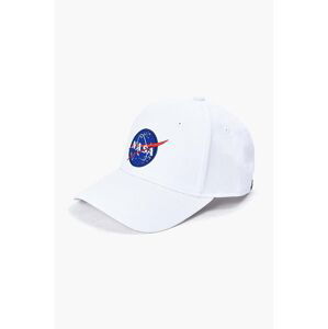 Bavlněná baseballová čepice Alpha Industries NASA Cap bílá barva, s aplikací, 186903.09-white