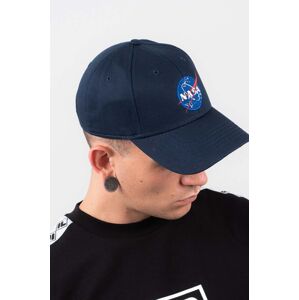 Bavlněná baseballová čepice Alpha Industries NASA Cap tmavomodrá barva, s aplikací, 186903.07-navy