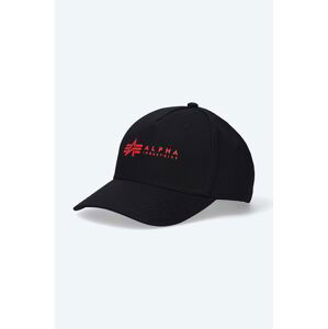 Bavlněná baseballová čepice Alpha Industries černá barva, s aplikací, 126912.94-black