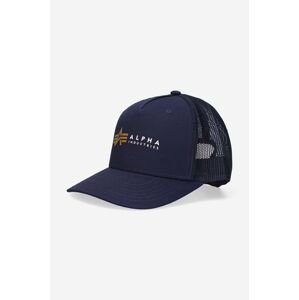 Kšiltovka Alpha Industries tmavomodrá barva, s potiskem, 106901.07-navy