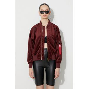 Bomber bunda Alpha Industries MA-1 OS Velvet LW Wmn 106002 184 vínová barva, přechodná