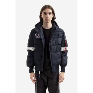 Bunda Alpha Industries Hooded Puffer FD NASA 198121 07 pánská, tmavomodrá barva, zimní