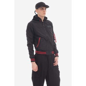 Bunda Alpha Industries MA-1 TT Hood Defense 126108 03 pánská, černá barva, přechodná