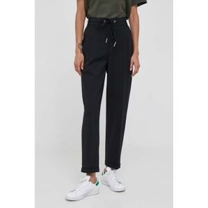 Kalhoty United Colors of Benetton dámské, černá barva, přiléhavé, high waist