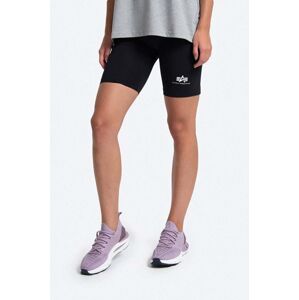 Kraťasy Alpha Industries dámské, černá barva, hladké, high waist, 116052.03-black