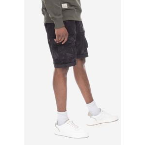 Bavlněné šortky Alpha Industries Crew Short Camo černá barva, 196201.125-black