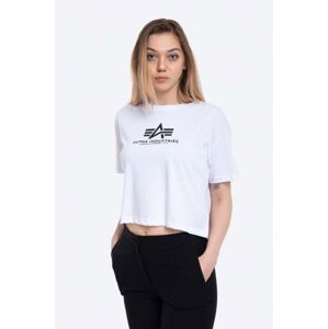 Bavlněné tričko Alpha Industries Basic T COS bílá barva, 116050.09-white