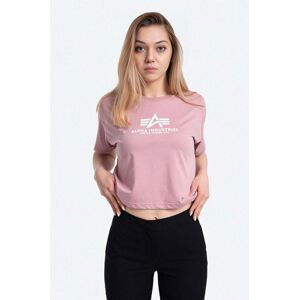 Bavlněné tričko Alpha Industries Basic Tee růžová barva, 116050.397-pink