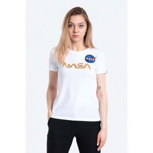 Bavlněné tričko Alpha Industries NASA Pm T bílá barva, 198053.438-white