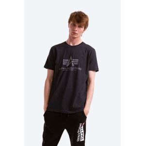 Bavlněné tričko Alpha Industries Basic T-Shirt tmavomodrá barva, s potiskem, 100501.07